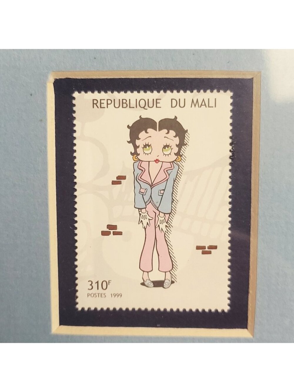 1999 Mali 310F Betty Boop Stamp MNH Light Blue Matte Display Card